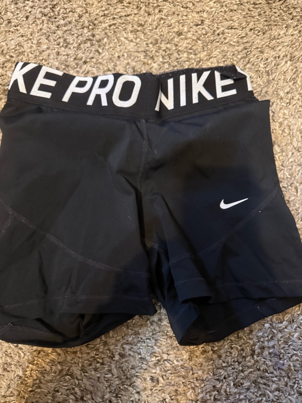 Nike Black Compression Training Shorts with White Swoosh